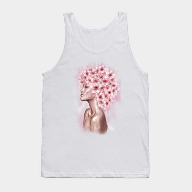 Pretty young girl with flowers in hair. Tank Top by Olena Tyshchenko